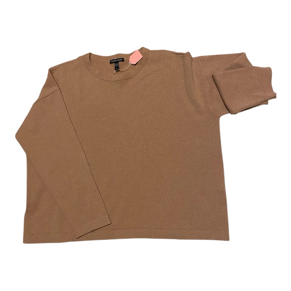 Eileen Fisher Cashmere crewneck cropped sand color sweater large